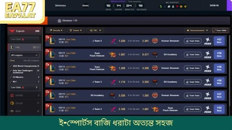 ই-স্পোর্টস বাজি ধরাটা অত্যন্ত সহজ